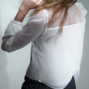 White chiffon blouse with lace